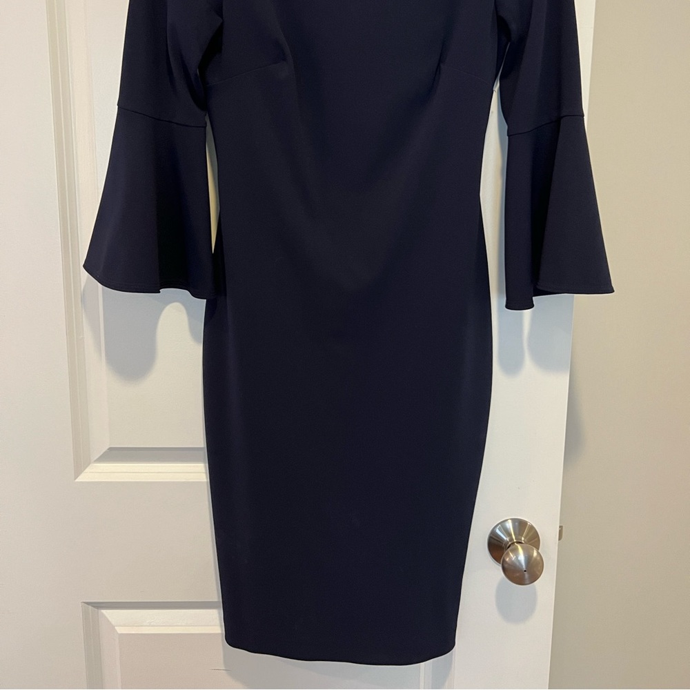 EUC Calvin Klein Navy Bell Sleeve Sheath, Size 2 - Picture 6 of 6